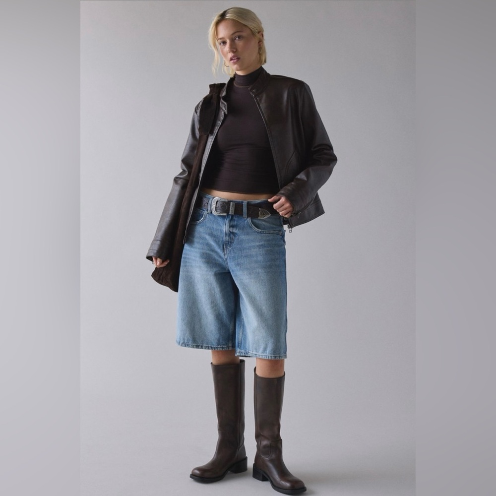 Faux Leather Oversized Moto Jacket